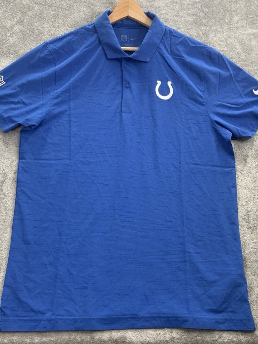 Nike Polo Shirt Men Medium Indianapolis Colts Blue Sideline Performance NFL Golf